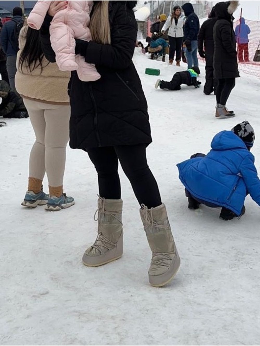 Moon Boot Metallic Taupe Snow Boots with Lace-Up Front